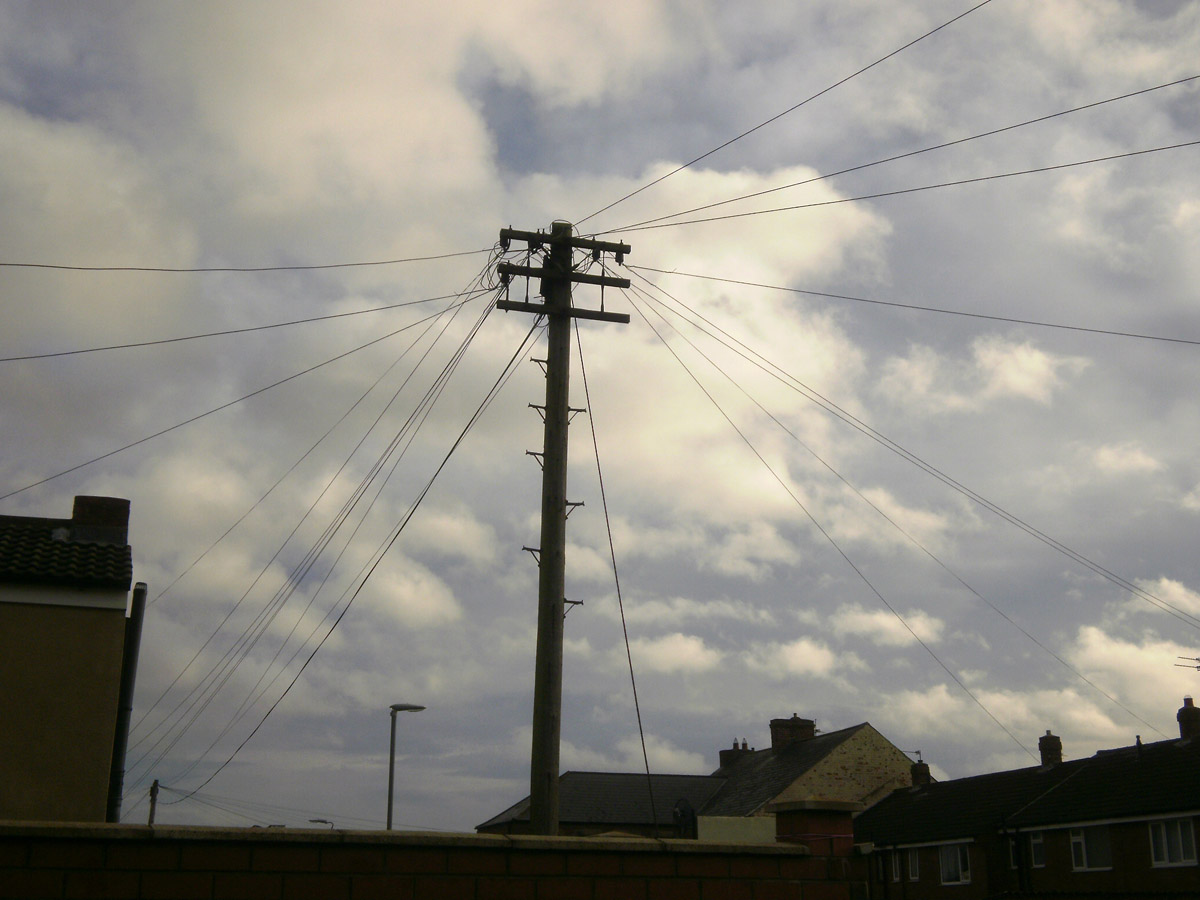Old King Cole liked a merry old Pole. etc. An old distribution pole in Shildon, Co. Durham.