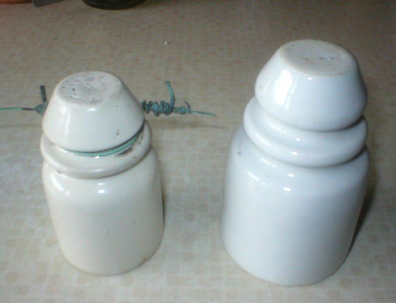 GPO insulator and a Cypriot one side by side Cypriot insulator