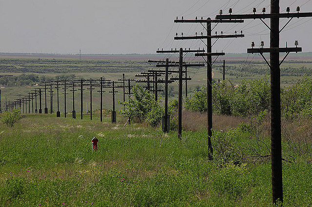 Telegraph Poles traversing the Kalmyk Steppe (c) Len Gao Kalmyk Steppe