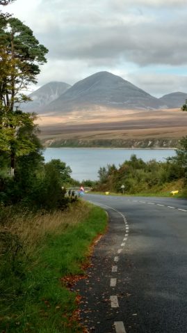 The view across to the Paps of Jura from road down to Port Askaig