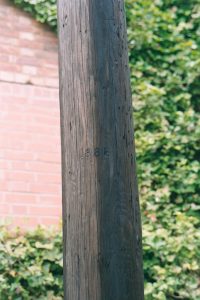 A telegraph pole dated 1885 in Smethwick