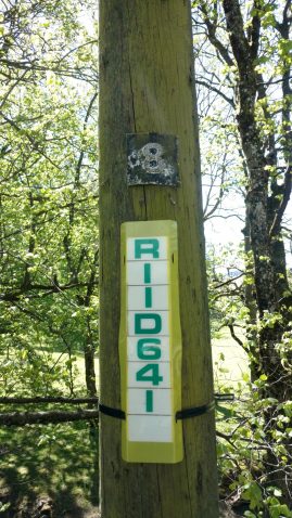 Lettering on a pole at Abington.