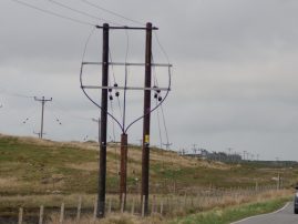Power pole made to look like a wine glass on A865 S. Uist