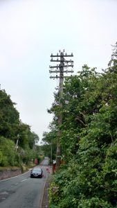 a 1932 5 armed telegraph pole near Ruthin, North Wales.