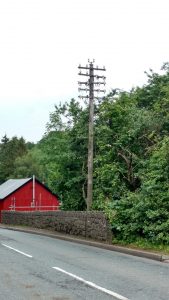 a 1932 5 armed telegraph pole near Ruthin, North Wales.